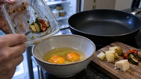con 2 huevos y lo que quedo en la heladera: la receta facil para resolver una cena sin hacer masa